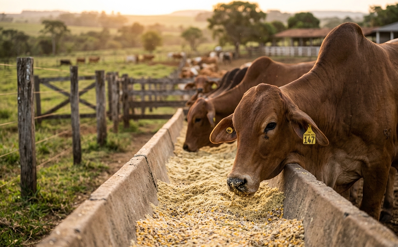 Gado nelore se alimentando